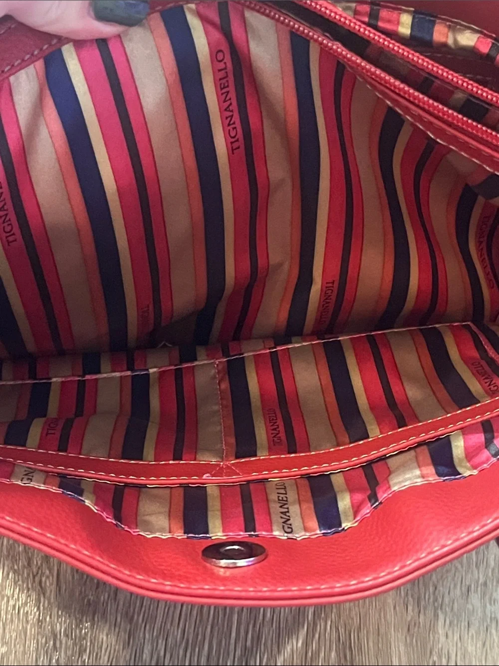 Tignanello Leather Red Leather Tote Bag